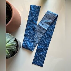 NWT Coach Reversible Blue Logo Silk Twilly Scarf F98367